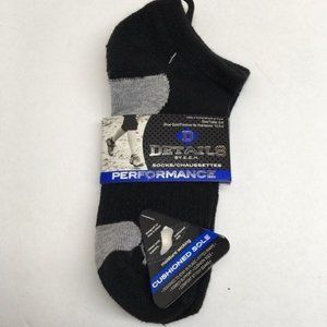 NWT Ladies Socks Details Performance Black Gray Cushioned Sole Ribbed Support